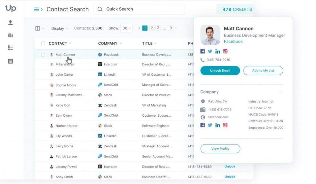 With built-in email verification, UpLead is the leader in high quality business contact data