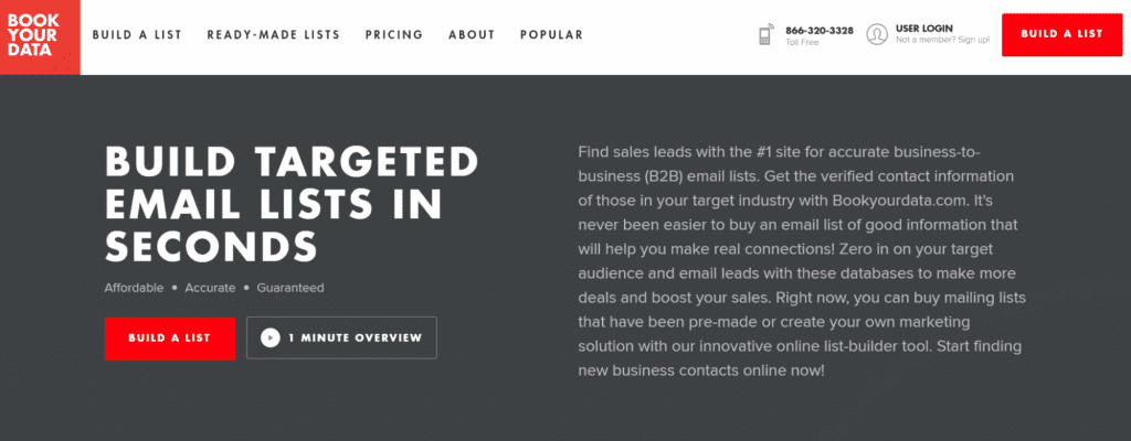Bookyourdata.com lets you buy pre-checked email lists
