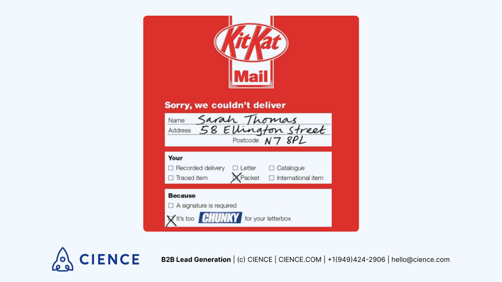 Example of KitKat direct mail campaign