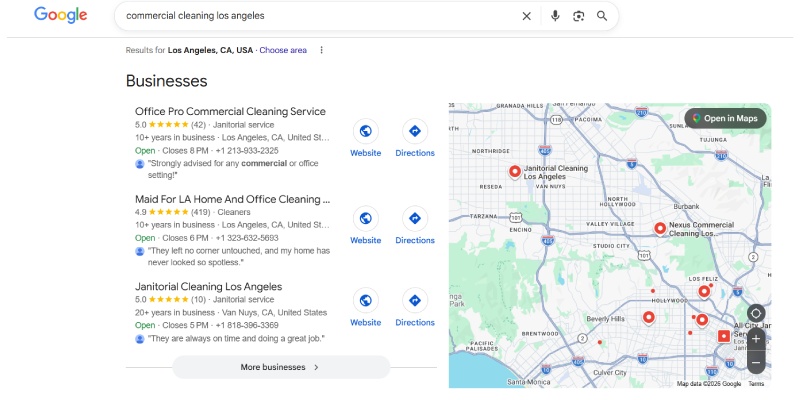 Local SEO search results