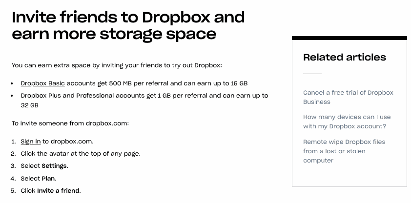 Dropbox referral program