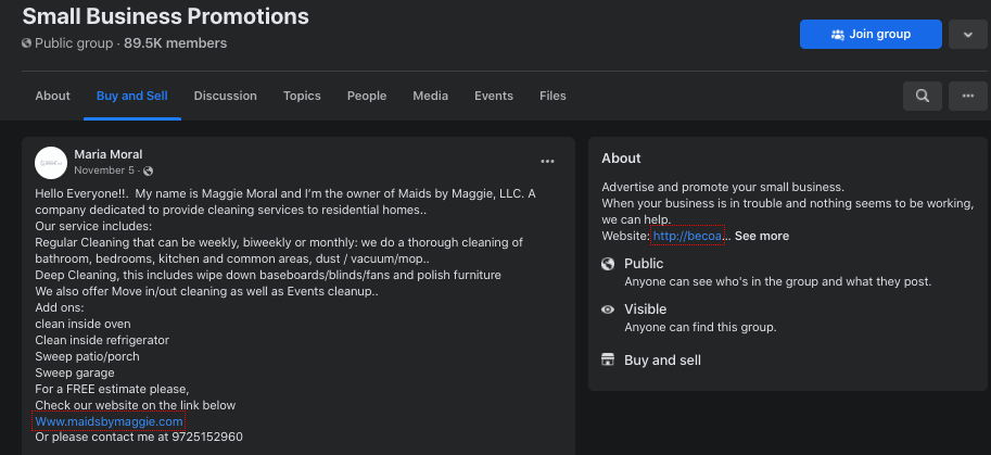 Use social media groups such as Facebook groups for advertising your services.