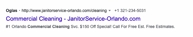 PPC Ads attracting commercial cleaning leads