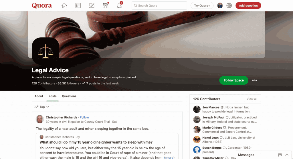 Quora Legal Advice