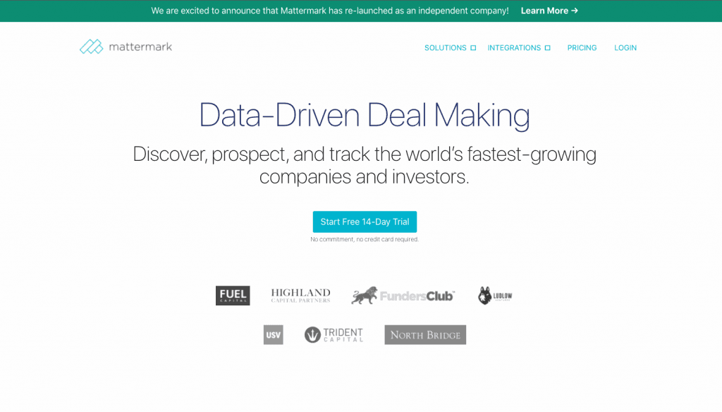 Mattermark lets you search for companies & investors to effortlessly create actionable lists for leads