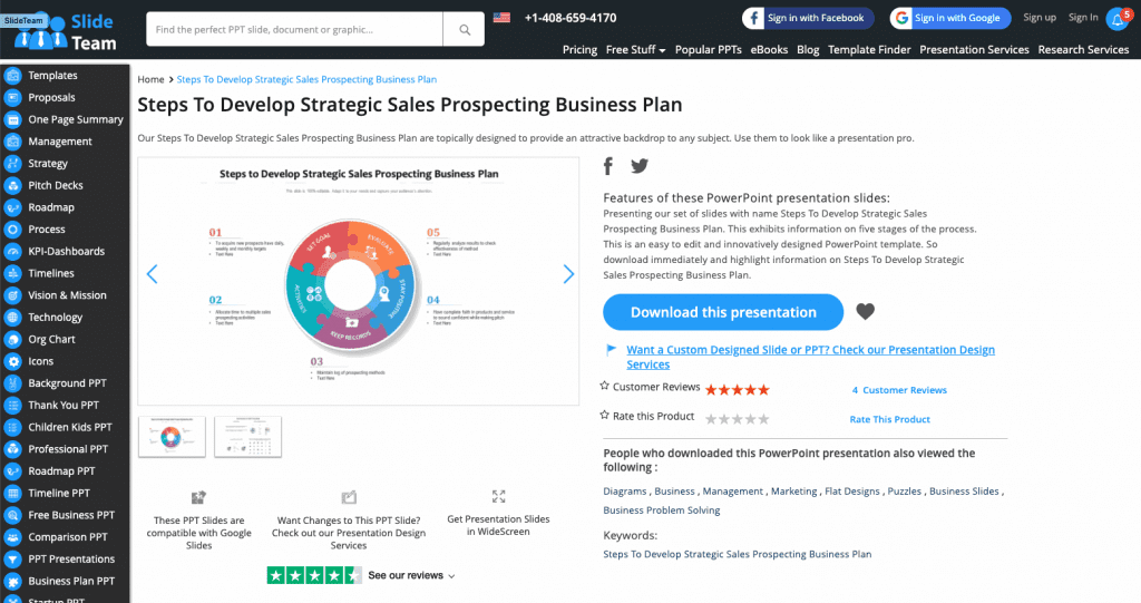 This template allows you to present an actionable prospecting business plan