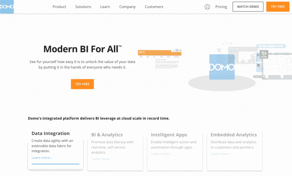 The Domo Business Cloud lets you integrate data from any source