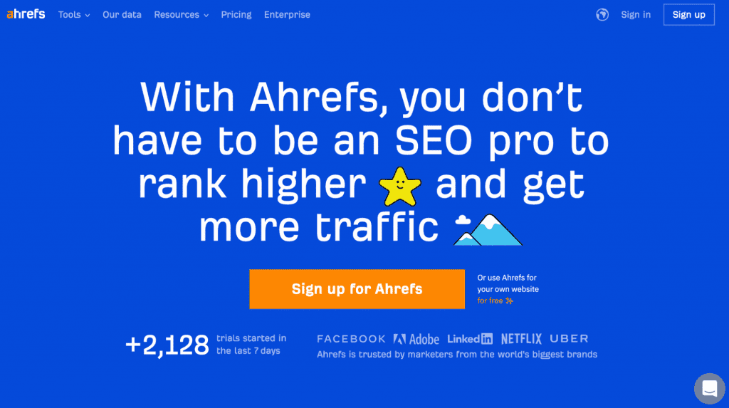 Ahrefs Landing page