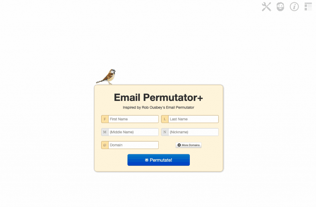 Metric Sparrow’s Email Permutator+ is a free tool available to anyone looking for an email permutator online.