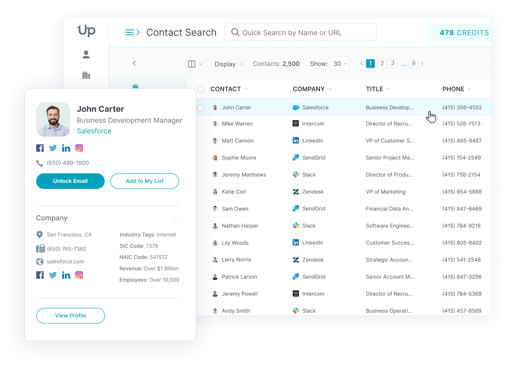 UpLead Platform Screenshot