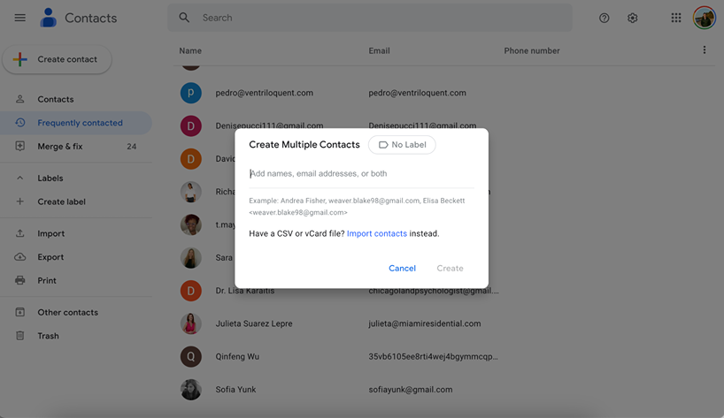 Add Contacts to Gmail