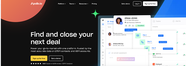 Apollo.io Homepage