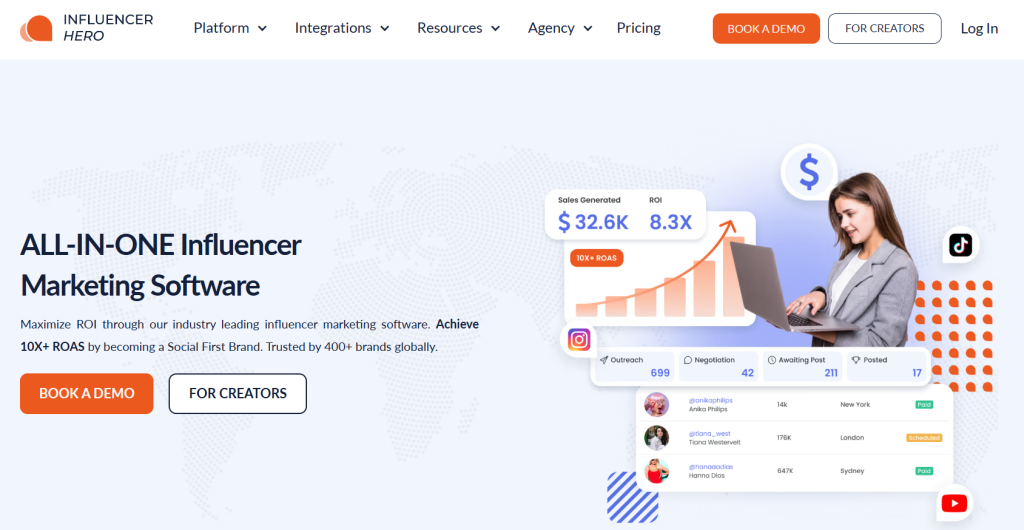 Influencer Hero screenshot