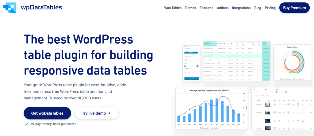 wpDataTables screenshot