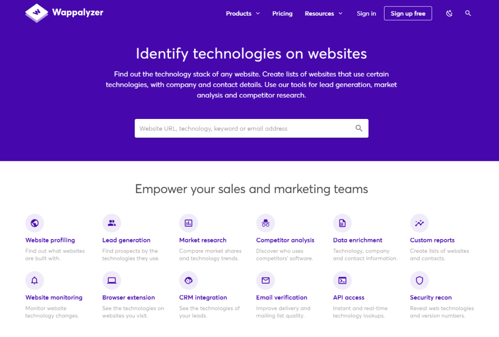 Wappalyzer screenshot