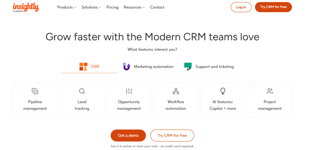 Insightly screenshot
