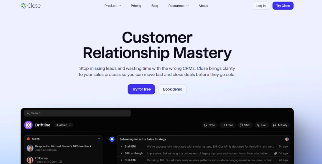 Close.com Screenshot