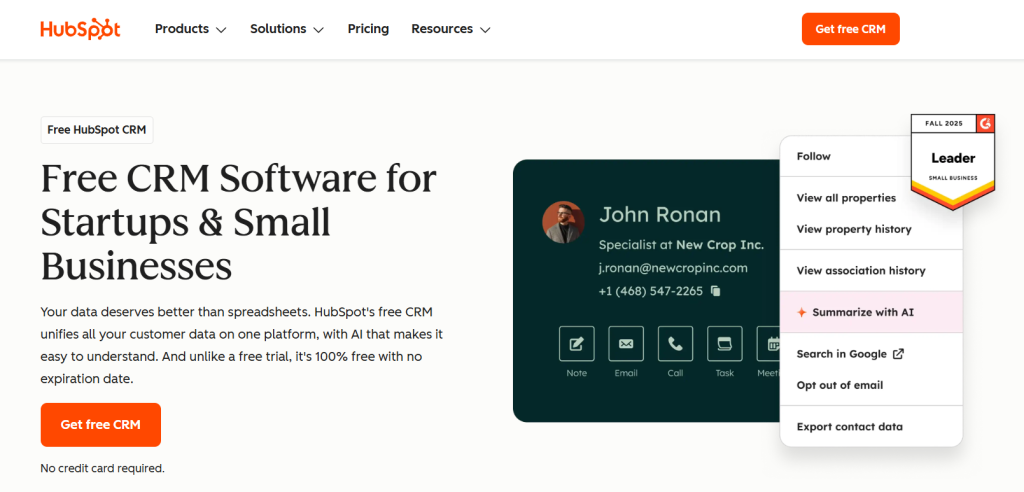 HubSpot CRM screenshot
