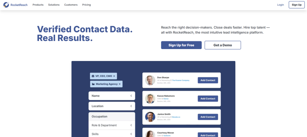 RocketReach screenshot