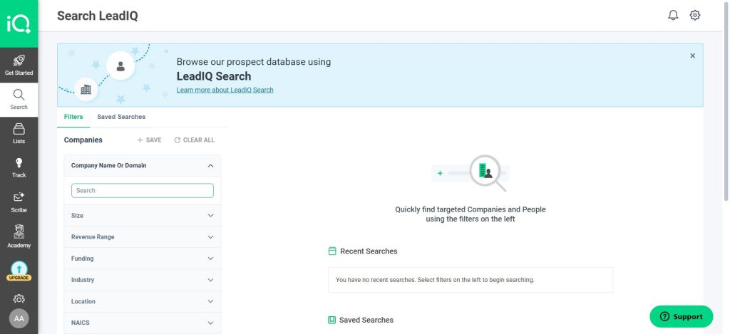 LeadIQ SDR prospect capture and pipeline dashboard
