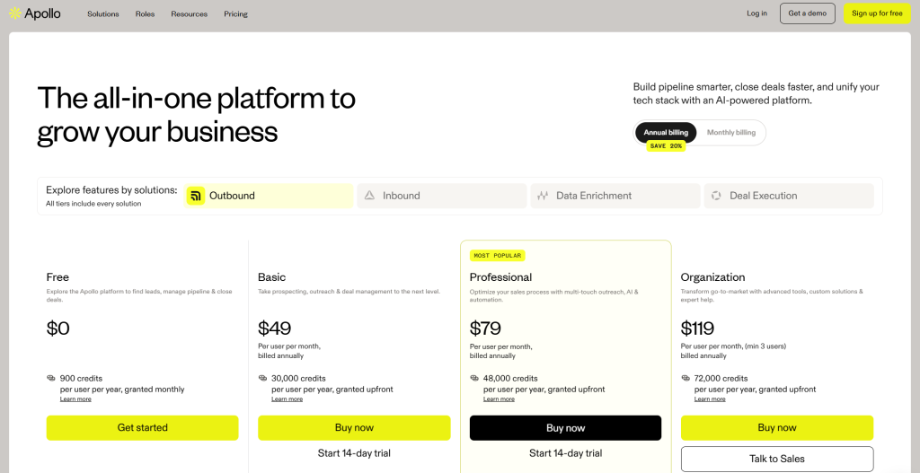 Apollo.io Pricing